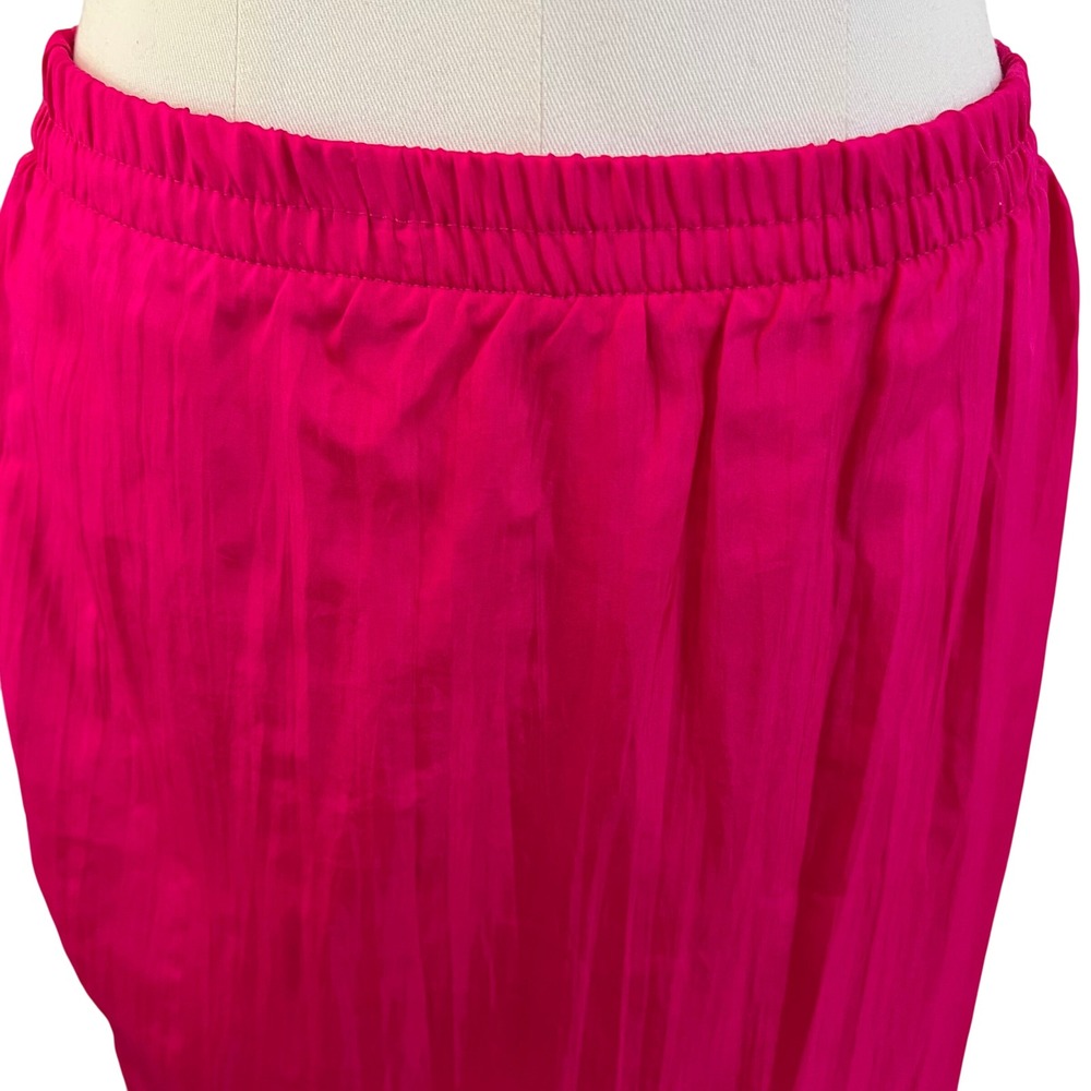 Vintage Yours Pink 100% Silk Maxi Skirt Ruffle Elastic Waist BalletCore Fairy M - Picture 5 of 7